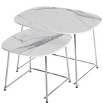 Cup Nesting Table Set - Chrome / White