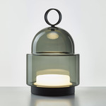 Dome Nomad Table / Floor Lamp - Matte Black / Transparent Smoke Grey
