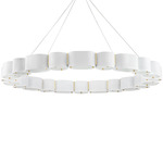 Opal Chandelier - Vintage Brass/ White / White