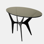 Dean Oval Side Table - Blackened Steel / Bronzed Glass