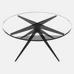 Dean Round Coffee Table - Blackened Steel / Clear Glass