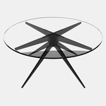 Dean Round Coffee Table - Blackened Steel / Clear Glass