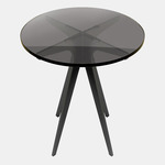 Dean Round Side Table - Blackened Steel / Smoked Glass