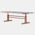 Trestle Dining Table - Satin Copper / Black Grigio Carnico Marble