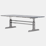 Trestle Dining Table - Satin Nickel / Black Grigio Carnico Marble