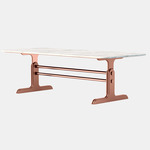 Trestle Dining Table - Satin Copper / White Gioia Marble