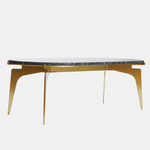 Prong Racetrack Coffee Table - Brass / Black Grigio Carnico Marble