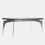 Prong Racetrack Coffee Table - Satin Nickel / Black Grigio Carnico Marble