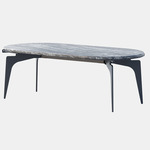 Prong Racetrack Coffee Table - Blackened Steel / Silver Wave Marble