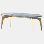 Prong Racetrack Coffee Table - Brass / Silver Wave Marble