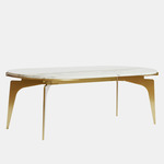 Prong Racetrack Coffee Table - Brass / White Gioia Marble
