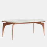 Prong Racetrack Coffee Table - Copper / White Gioia Marble