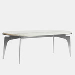 Prong Racetrack Coffee Table - Satin Nickel / White Gioia Marble