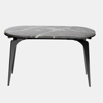 Prong Racetrack Side Table - Blackened Steel / Black Grigio Carnico Marble