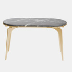 Prong Racetrack Side Table - Brass / Black Grigio Carnico Marble