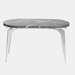 Prong Racetrack Side Table - Satin Nickel / Black Grigio Carnico Marble