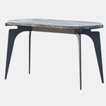 Prong Racetrack Side Table - Blackened Steel / Silver Wave Marble