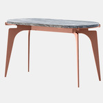 Prong Racetrack Side Table - Copper / Silver Wave Marble