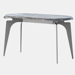 Prong Racetrack Side Table - Satin Nickel / Silver Wave Marble