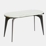 Prong Racetrack Side Table - Blackened Steel / White Gioia Marble