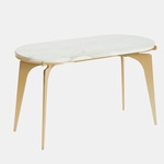Prong Racetrack Side Table - Brass / White Gioia Marble