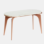 Prong Racetrack Side Table - Copper / White Gioia Marble