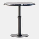 Pedestal Round Side Table - Blackened Steel / Black Grigio Carnico Marble