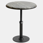 Pedestal Round Side Table - Blackened Steel / Silver Wave Marble