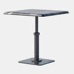 Pedestal Square Side Table - Blackened Steel / Black Grigio Carnico Marble