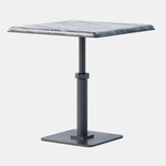 Pedestal Square Side Table - Blackened Steel / Silver Wave Marble