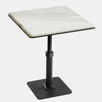 Pedestal Square Side Table - Blackened Steel / White Gioia Marble