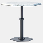 Pedestal Hexagon Side Table - Blackened Steel / White Gioia Marble