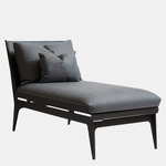 Boudoir Chaise Lounge - Blackened Steel / Navy Leather / Navy Fabric