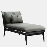 Boudoir Chaise Lounge - Blackened Steel / Gray Leather / Gray Fabric