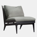 Boudoir Chair - Blackened Steel / Gray Leather / Gray Fabric
