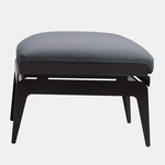 Boudoir Ottoman - Blackened Steel / Black Leather / Navy Fabric