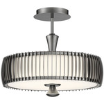 Night Moves Semi Flush Ceiling Light - Pewter / White