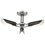 Turbine Semi Flush Ceiling Light - Brushed Nickel / Coal