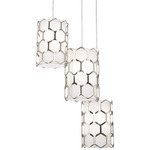 Missing Link Multi Light Pendant - Polished Nickel / White Linen