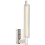 Double Barrel Wall Sconce - Polished Nickel / Clear