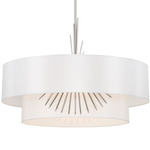 Gramecy Wide Pendant - Polished Nickel / White