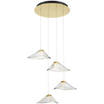 Sneer Multi Light Pendant - Brass / Clear