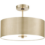 Grid Semi Flush Mount - Soft Brass / Etched Glass