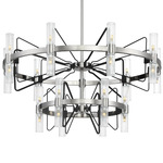 Mass Transit Two Tier Chandelier - Brushed Nickel / Coal / Clear