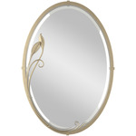 Beveled Oval Mirror with Leaf - Soft Gold / Mirror