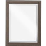 Beveled Oval Mirror with Leaf - Bronze / Mirror
