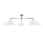 Duo Linear Semi-Flush Ceiling Light - Aged Old Bronze / White