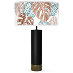 Monstera Leaf Thad Table Lamp - Black / Blue