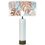 Monstera Leaf Thad Table Lamp - White / Blue