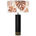 Monstera Leaf Thad Table Lamp - Black / Wood